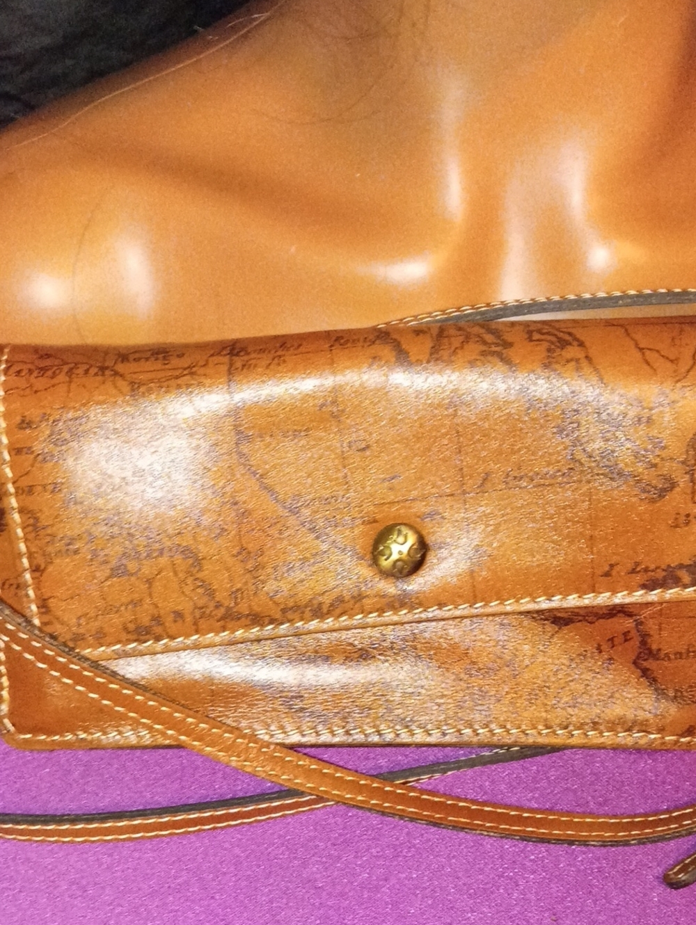 Patricia Nash Leather Turati Map Print   Crossbody